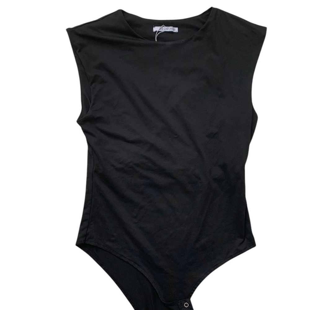 Reoria Black Sleeveless High Neck Bodysuit Women's Size M